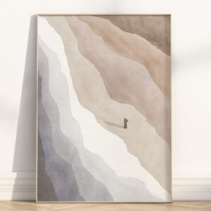 Footprints in the sand poem Christian wall art Poster/Canvas, Abstract Religious Boho mid-century watercolor minimalist landscape mountain